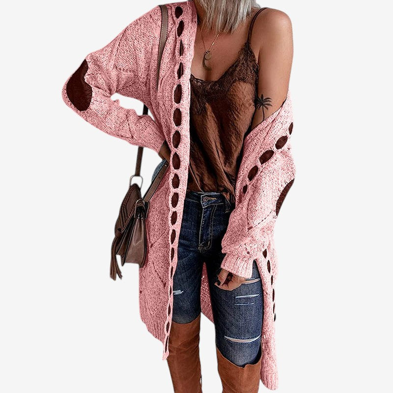 Natalie - Hooded Vest with Long Sleeves and Ribbed Detail