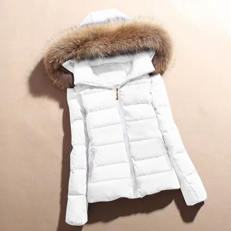 Puffern - Women's Puffer Jacket With Faux Fur Hood And Side Pockets