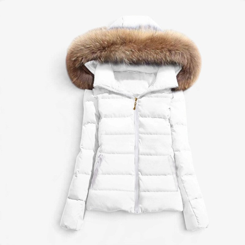Puffern - Women's Puffer Jacket With Faux Fur Hood And Side Pockets