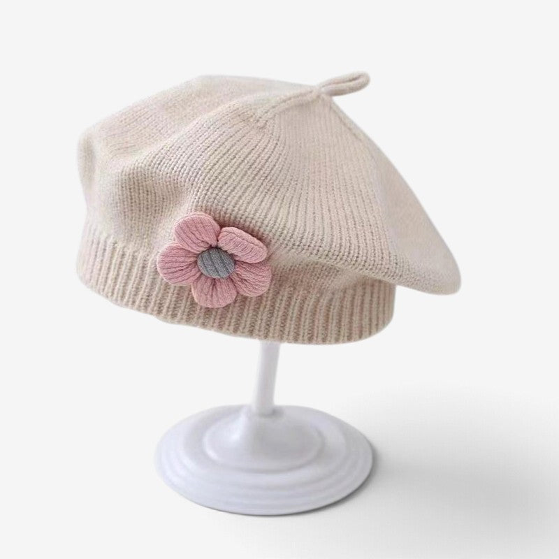 MiniFlora - Béret en tricot pour tout-petit avec motif floral