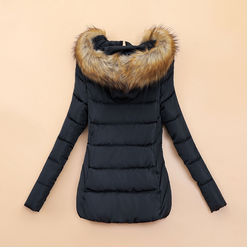 Puffern - Women's Puffer Jacket With Faux Fur Hood And Side Pockets