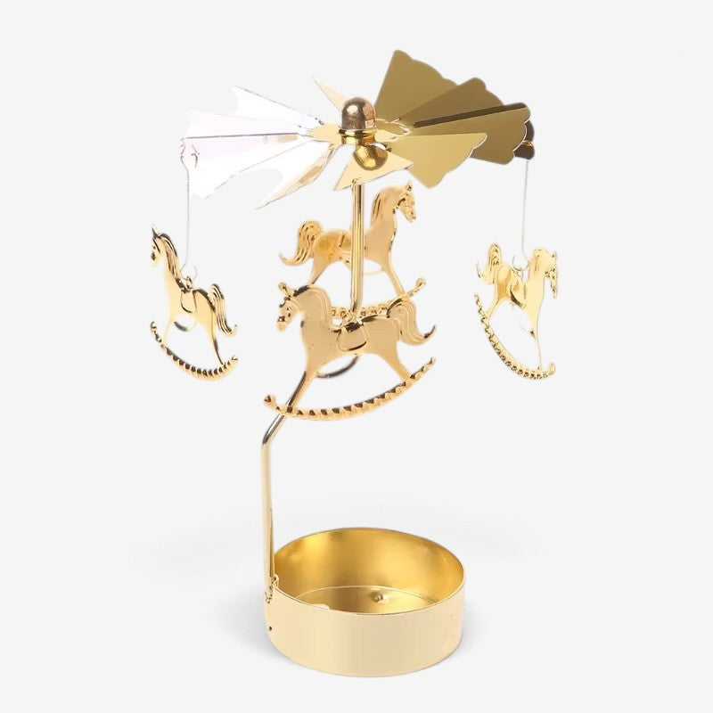 SpinGlow - Carrossel de velas em metal rotativo com ornamentos suspensos
