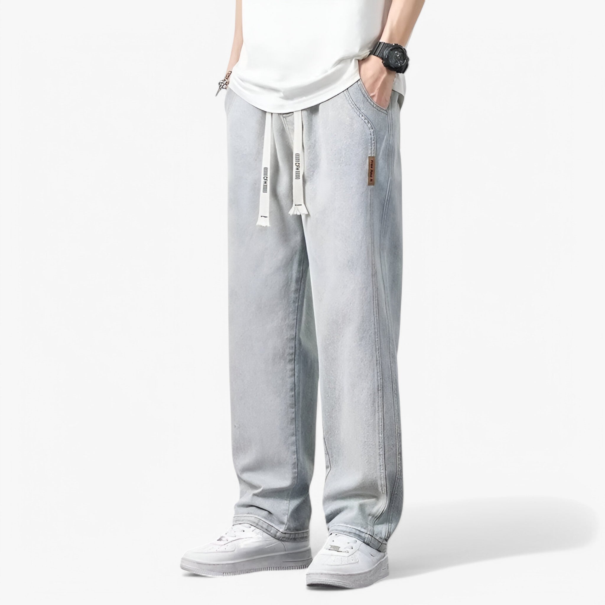 Jake – Pantalon large décontracté avec poches fonctionnelles et ceinture confortable