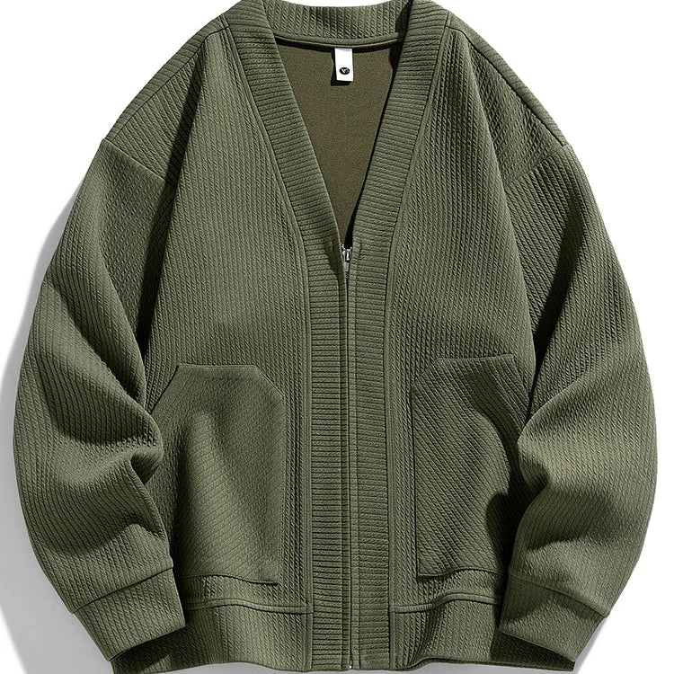 Colin - Warm long-sleeve knitted jacket with zipper and pockets