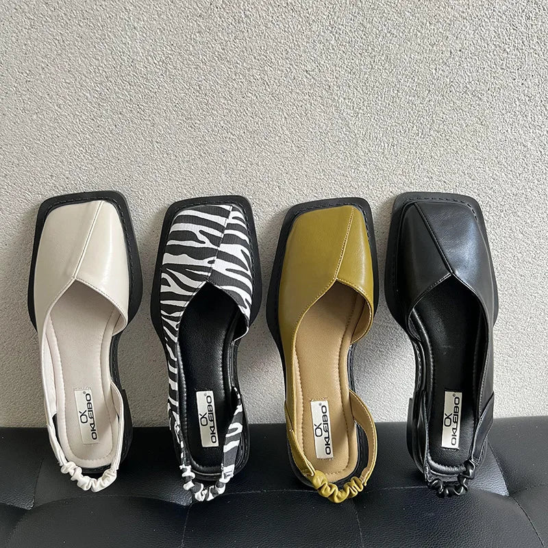 Wanda - Stylové slingback baleríny s moderní čtvercovou špičkou