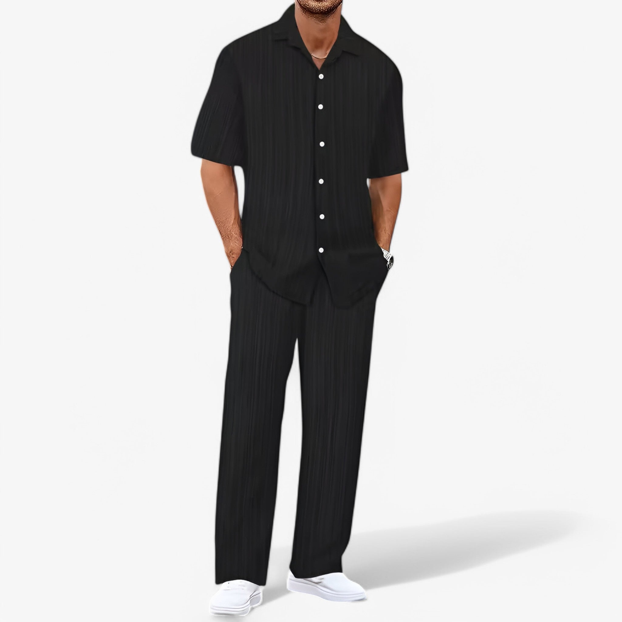 Rayan - Set două piese cambrat cu cămașă clasică și pantaloni conici