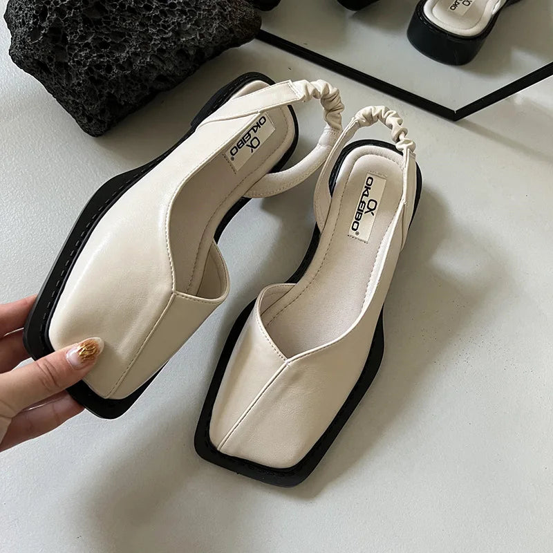 Wanda - Stylové slingback baleríny s moderní čtvercovou špičkou