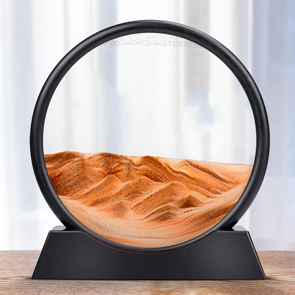 SandVortex - Quadro artistico di sabbia mobile 3D con cornice rotonda in vetro