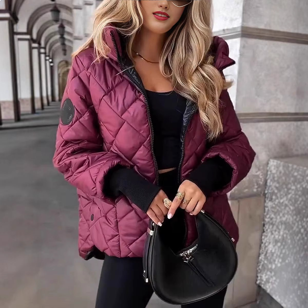 QuiltaWear - Geacă matlasată de damă cu model romboidal