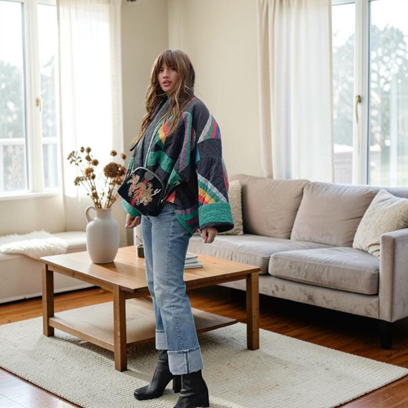 Veste à manches longues pour femme avec motif