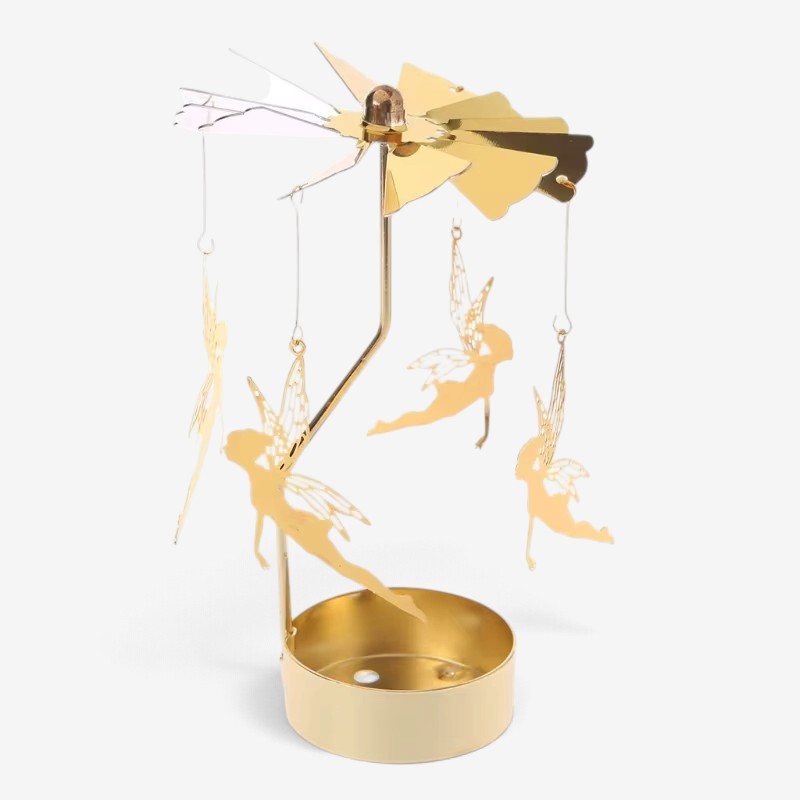 SpinGlow - Carrossel de velas em metal rotativo com ornamentos suspensos