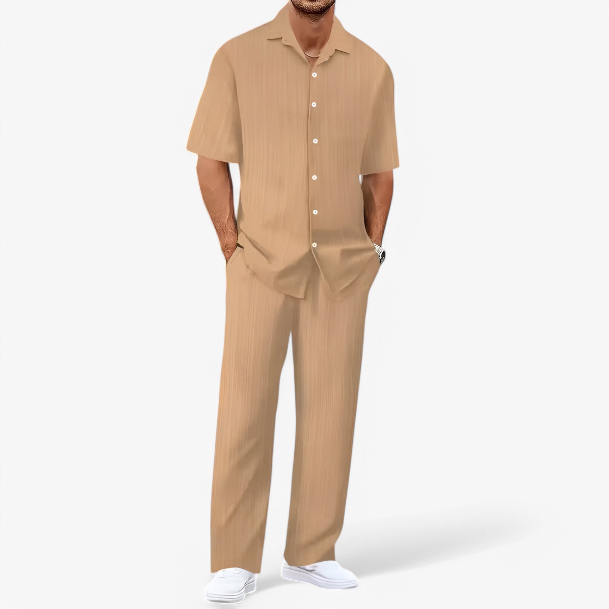 Rayan - Set două piese cambrat cu cămașă clasică și pantaloni conici