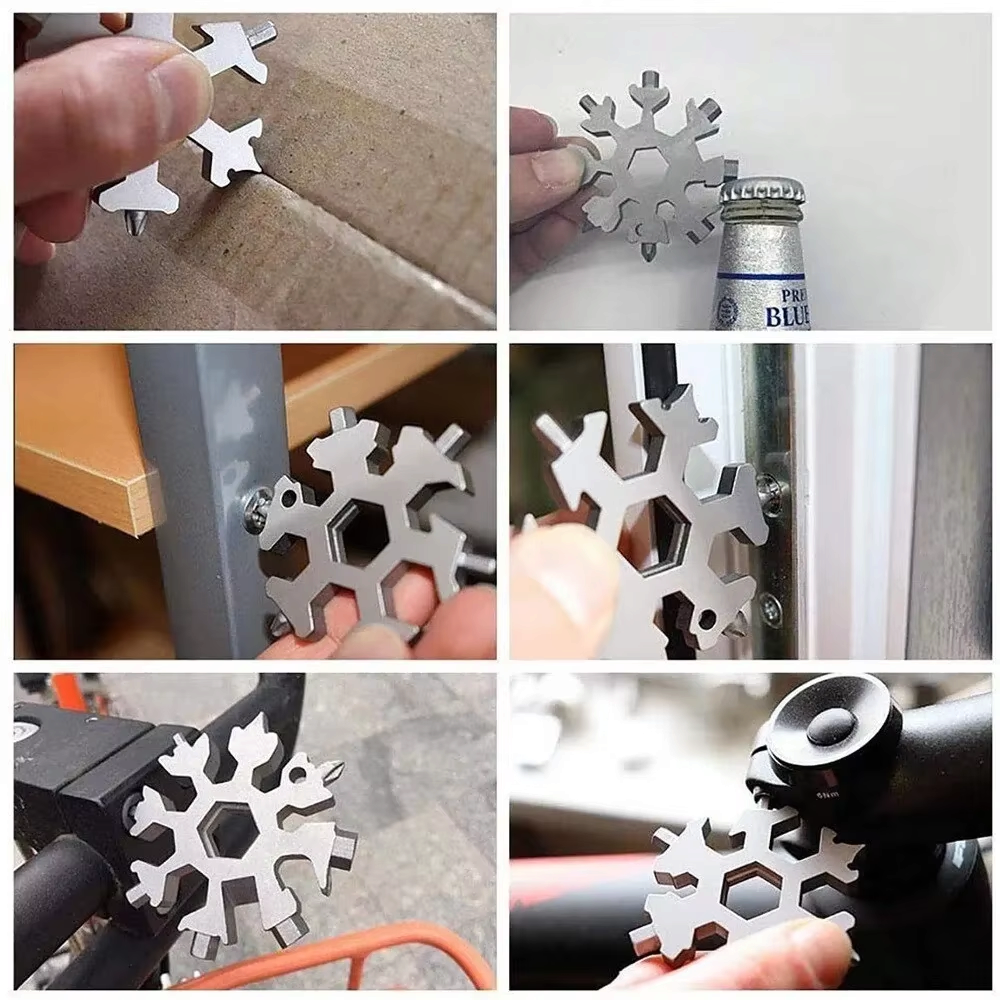 HexaFrost – 18-in-1 Snowflake Multitool Wrench with Hexagonal and Octagonal Features