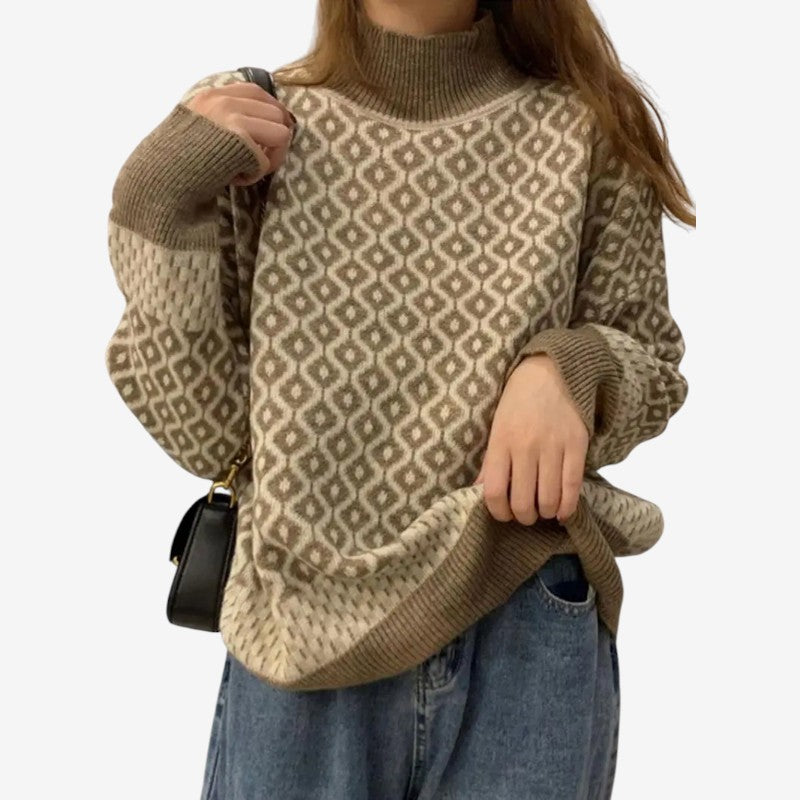Lina – Maglione a maniche lunghe con collo alto e dettaglio a coste