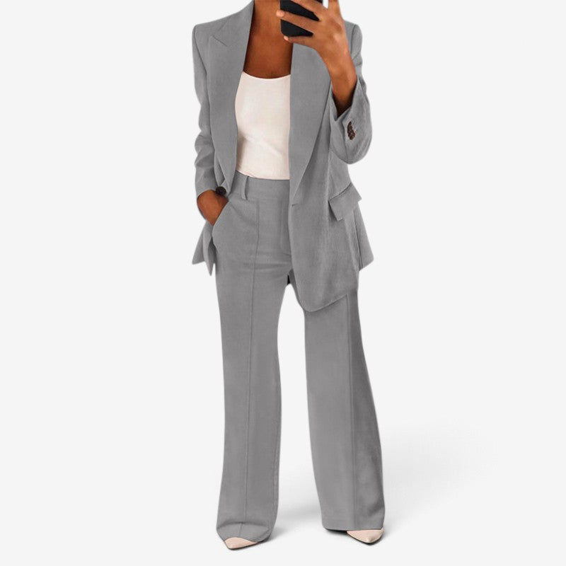 Suitvia - Women's 2-Piece Suit Set with Slim Fit and Matching Trousers