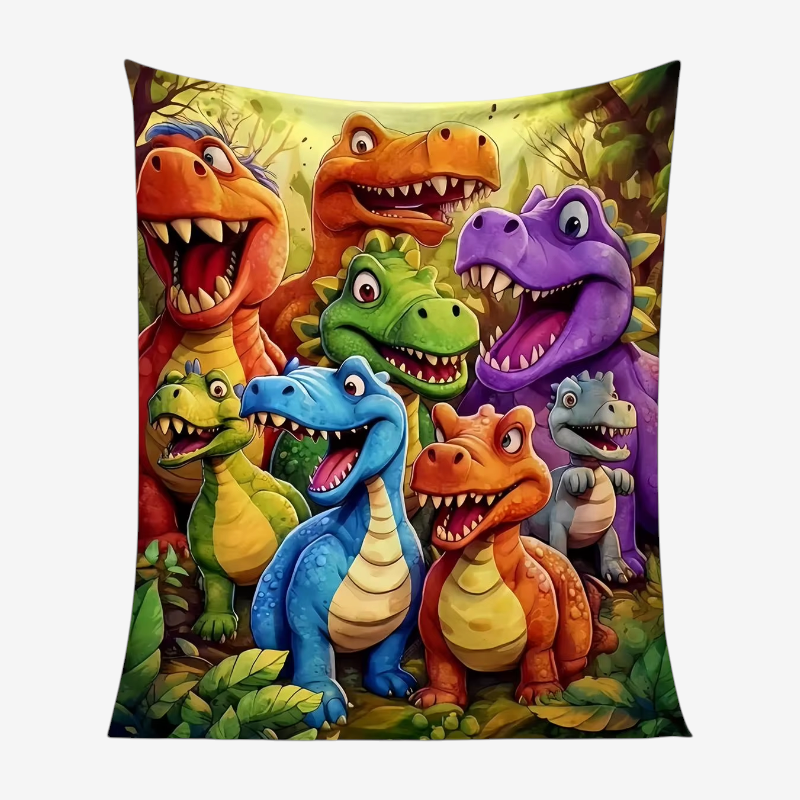 DinoSnuggle - Couverture en peluche avec motif de dinosaure en 3D
