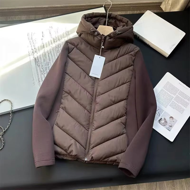 Puffify - Veste matelassée à motif chevrons avec capuche fixe