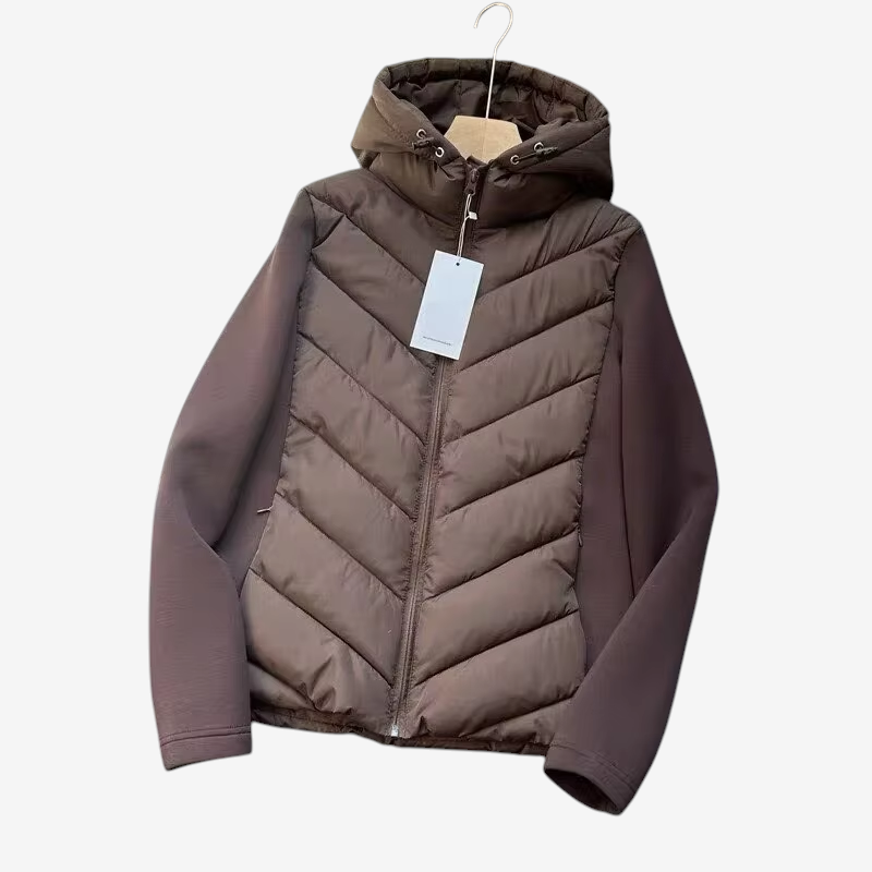 Puffify - Veste matelassée à motif chevrons avec capuche fixe