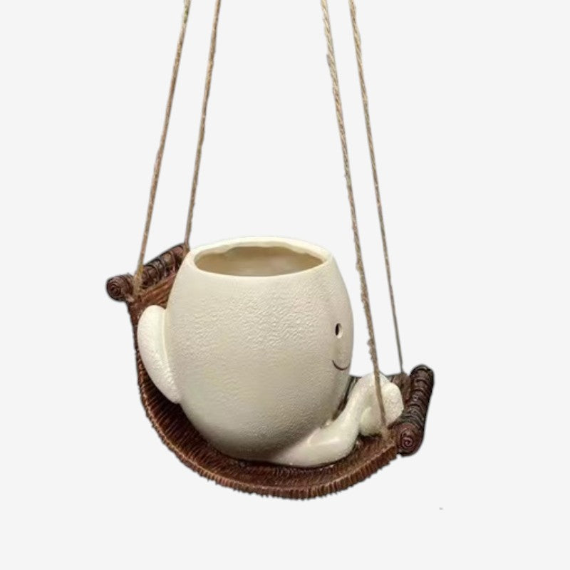 Ghiveci portabil cu față zâmbitoare pentru decor