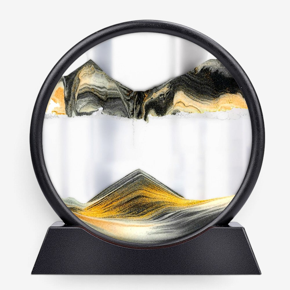 SandVortex - Quadro artistico di sabbia mobile 3D con cornice rotonda in vetro