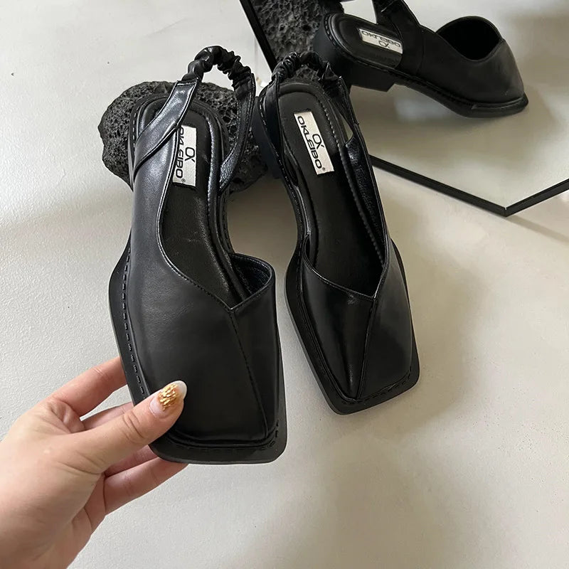 Wanda - Stylové slingback baleríny s moderní čtvercovou špičkou