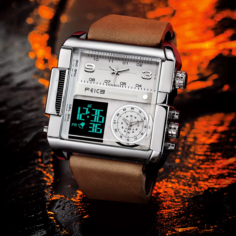 ChronoTwin - Reloj de doble movimiento con esfera extragrande de 50mm