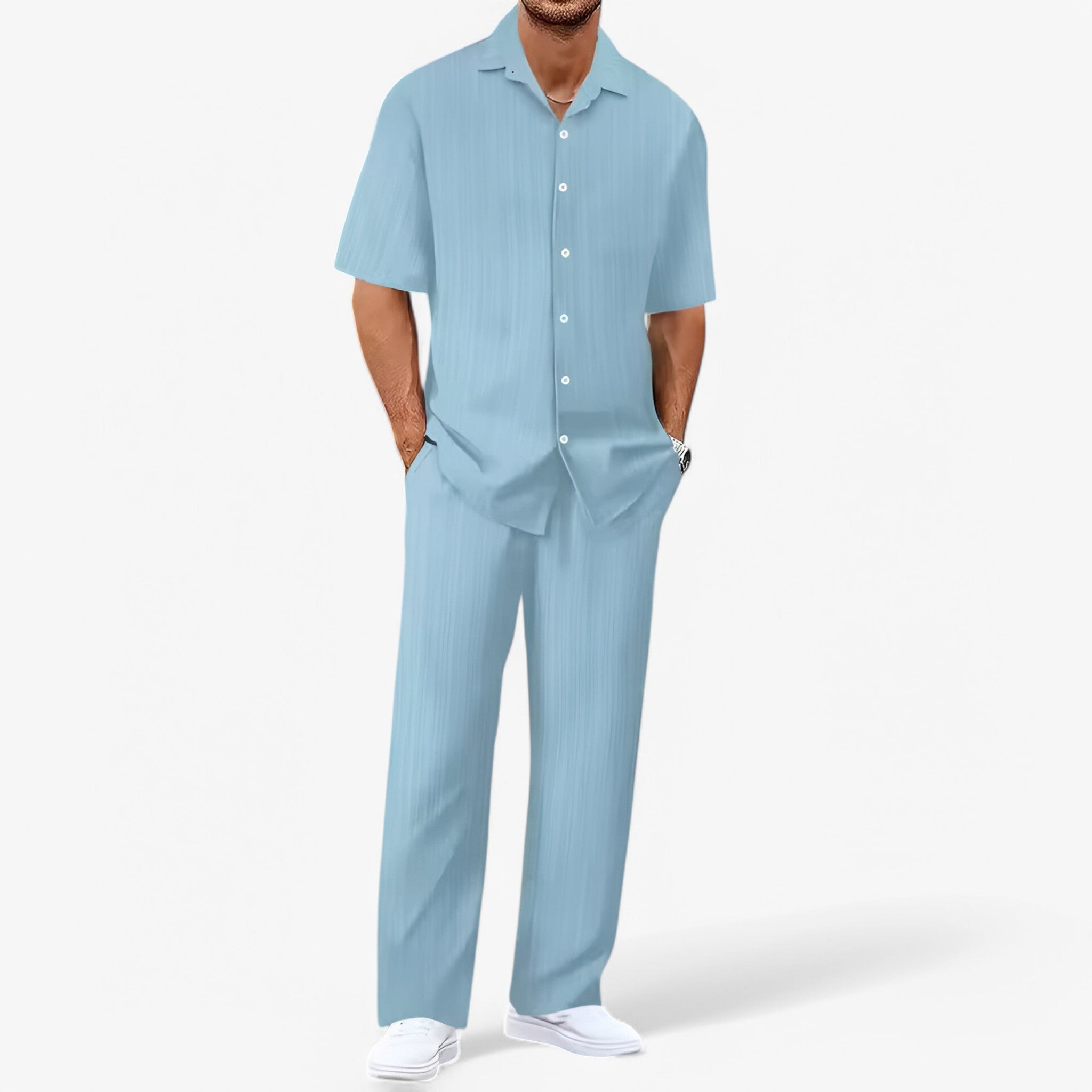 Rayan - Set două piese cambrat cu cămașă clasică și pantaloni conici