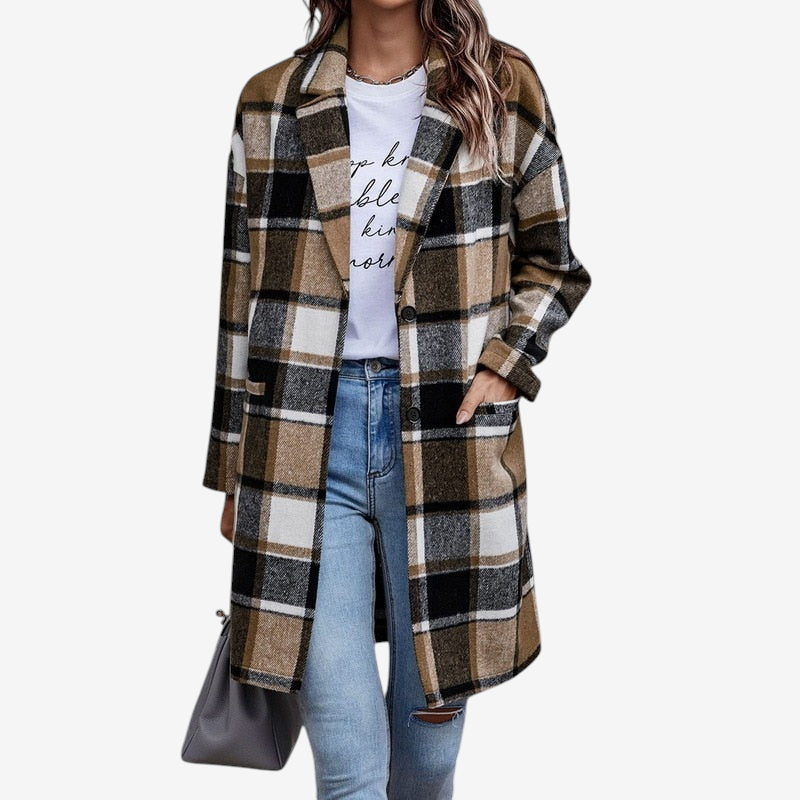 Veste à col plié pour femmes avec boutons