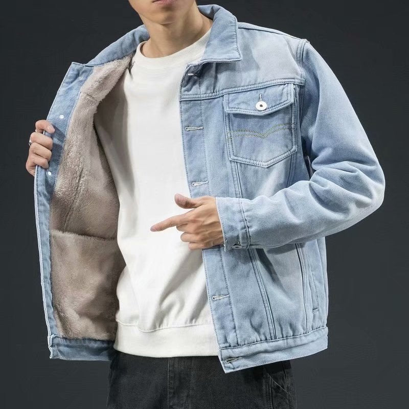 Jade - Geacă clasică de iarnă din denim pentru bărbați, pentru confort și stil
