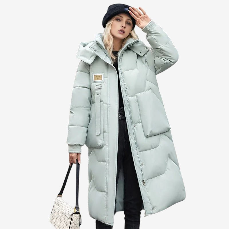 Ashley – Long Sleeve Quilted Jacket with Hood and Zipper Closure