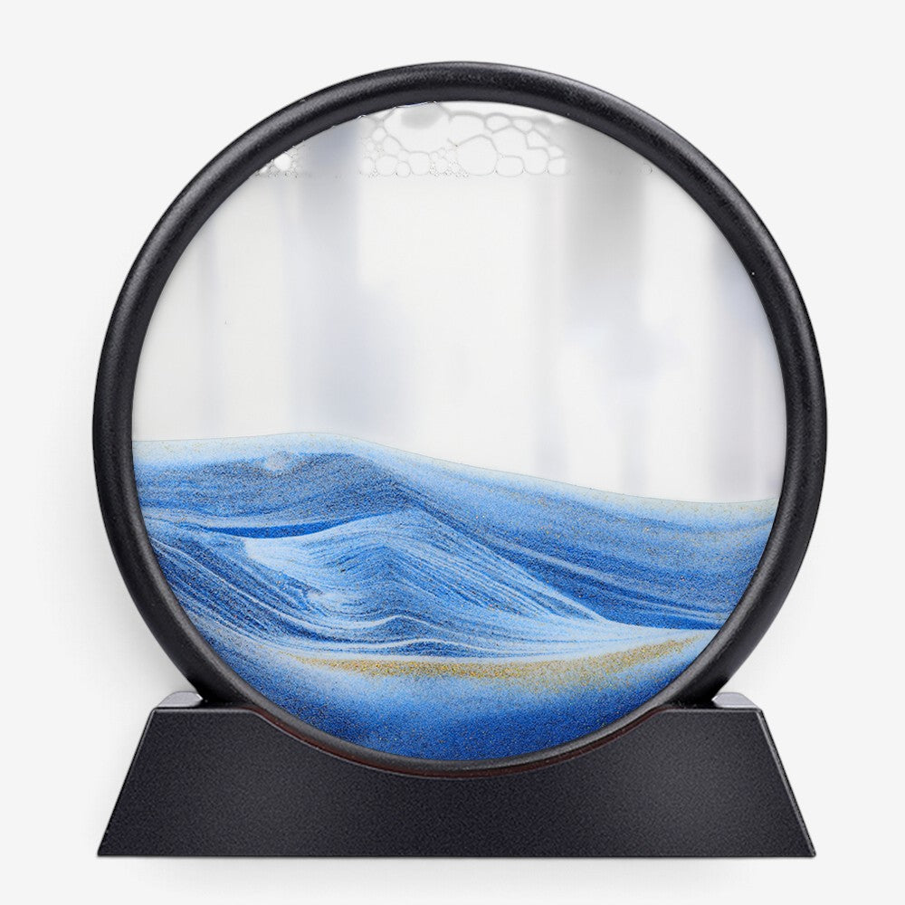 SandVortex - Quadro artistico di sabbia mobile 3D con cornice rotonda in vetro