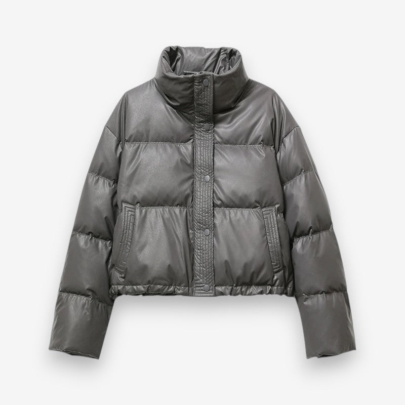 Emily – Geacă puf cu mânecă lungă, guler înalt și buzunare