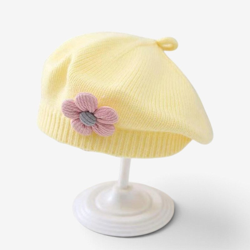 MiniFlora - Béret en tricot pour tout-petit avec motif floral