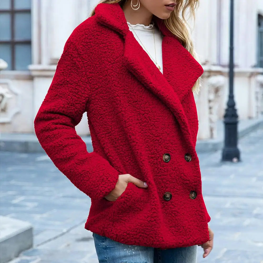 Hanna - Giacca in pile accogliente con chiusura a bottoni per stile classico
