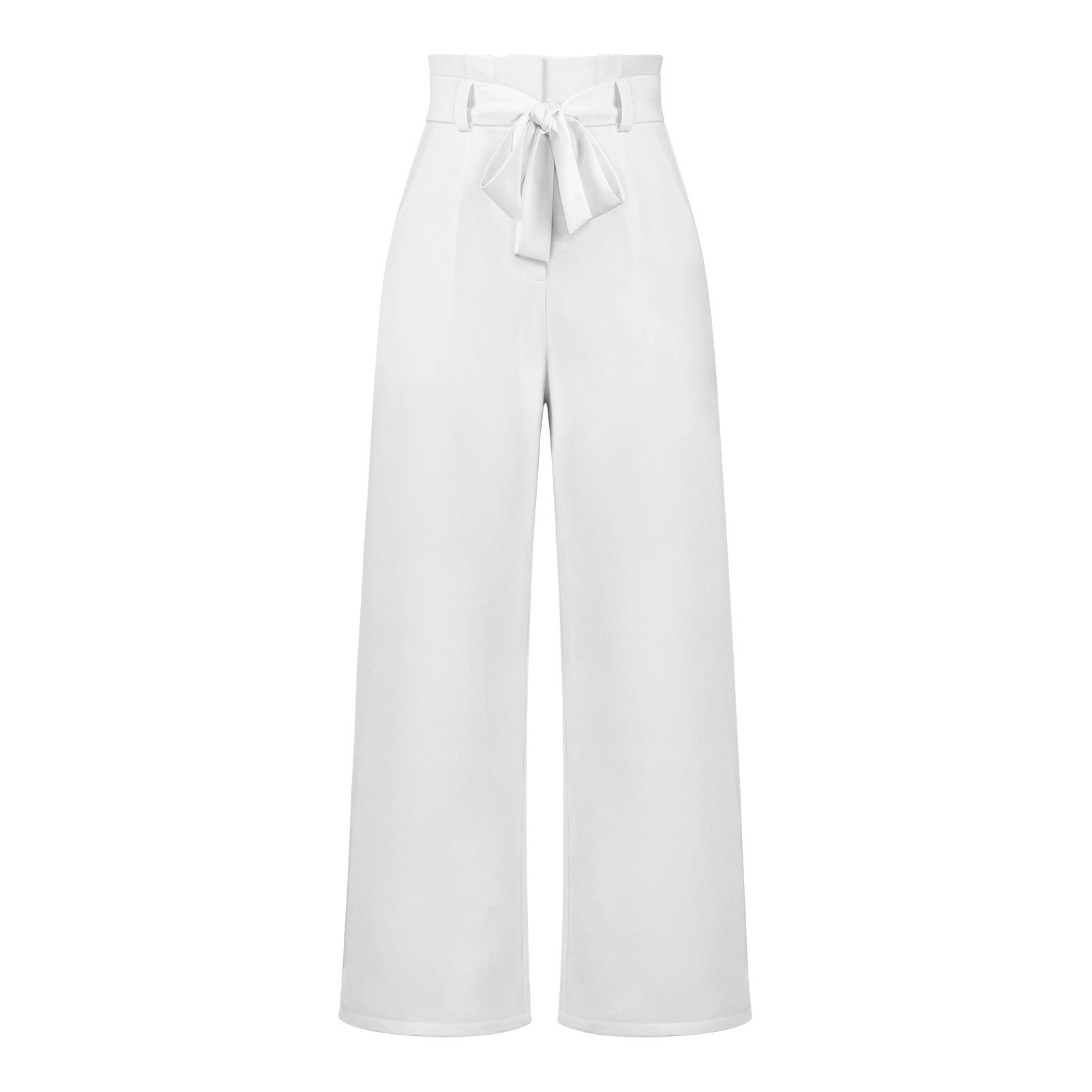 Isabella - Pantaloni classici ampi con vita alta e cintura a fiocco