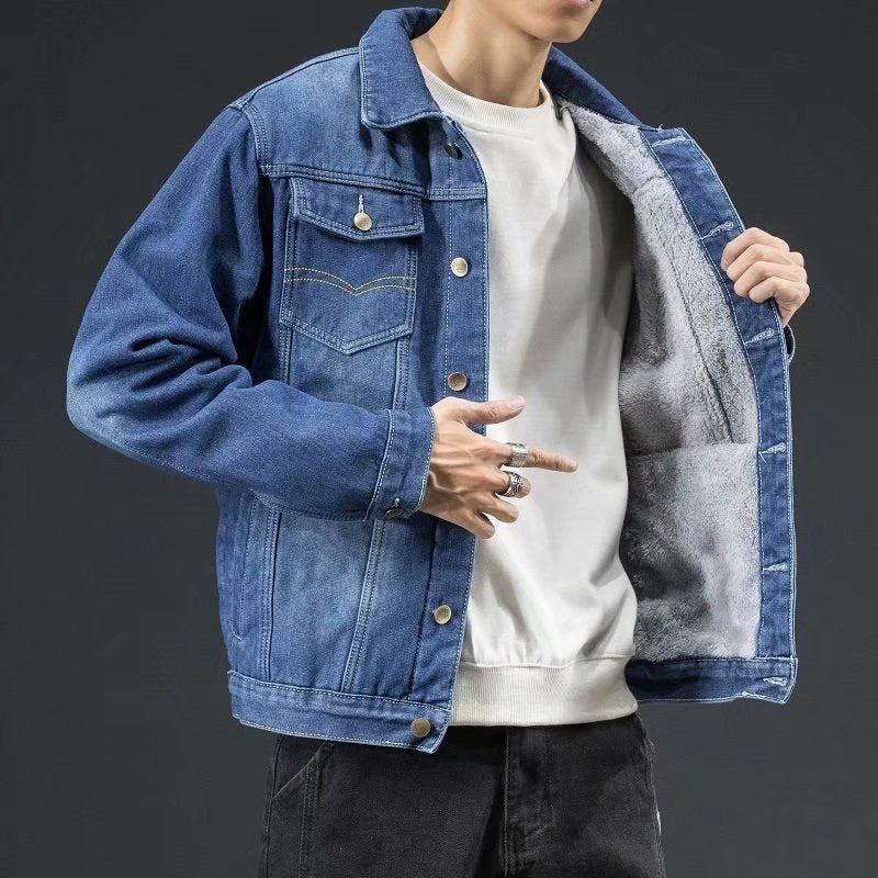 Jade - Geacă clasică de iarnă din denim pentru bărbați, pentru confort și stil