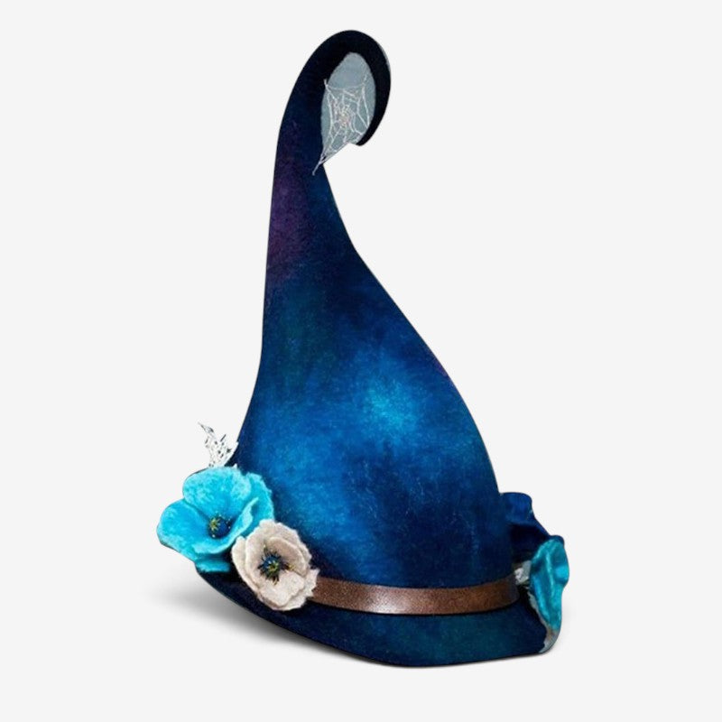 Handmade Felt Witch Hat with Floral Design