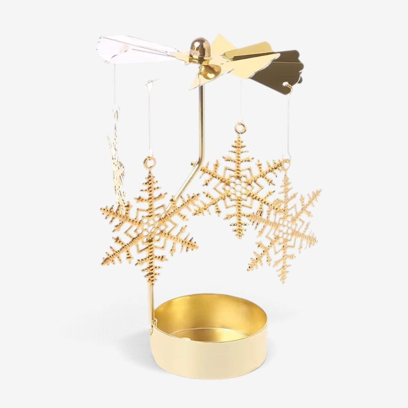 SpinGlow - Carrossel de velas em metal rotativo com ornamentos suspensos