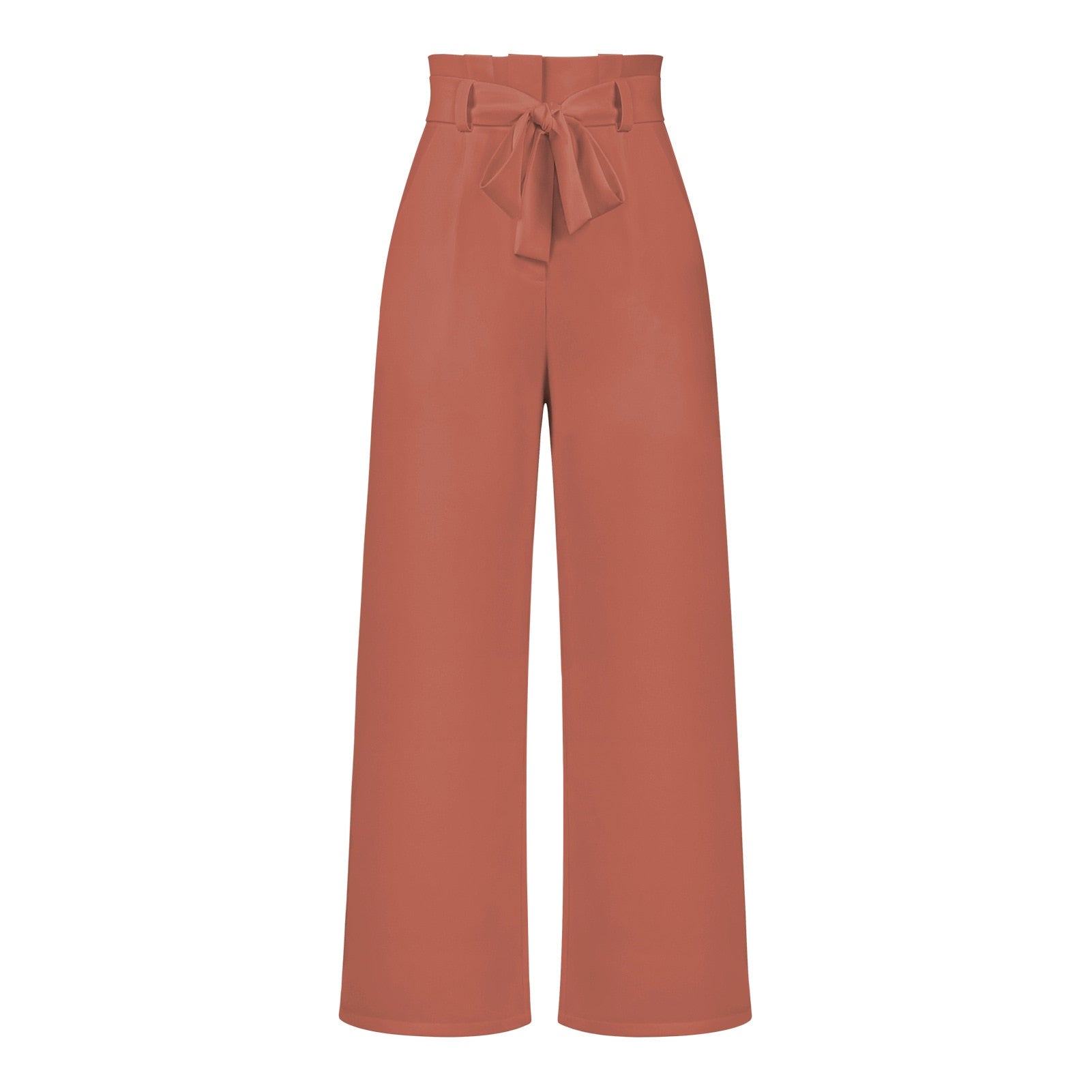 Isabella - Pantaloni classici ampi con vita alta e cintura a fiocco
