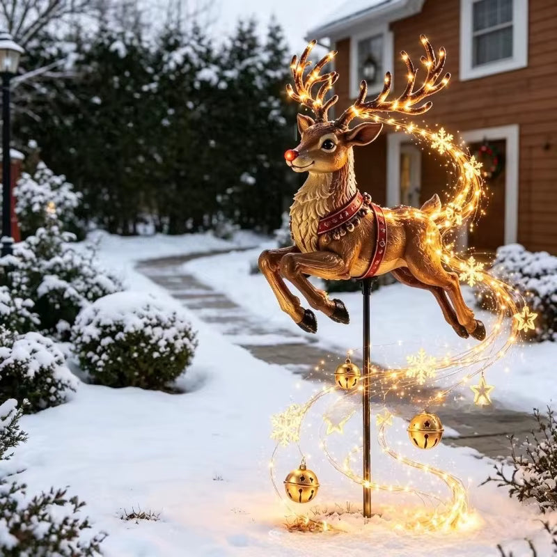 Yuletwinkle - Decoración navideña solar con trineo volador de Papá Noel