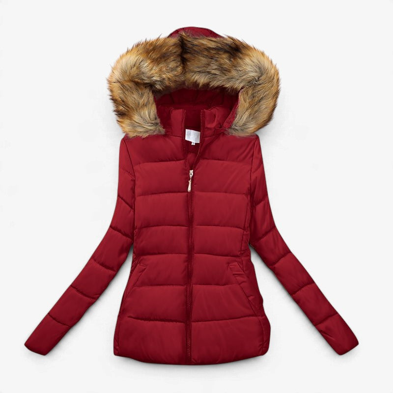 Puffern - Women's Puffer Jacket With Faux Fur Hood And Side Pockets