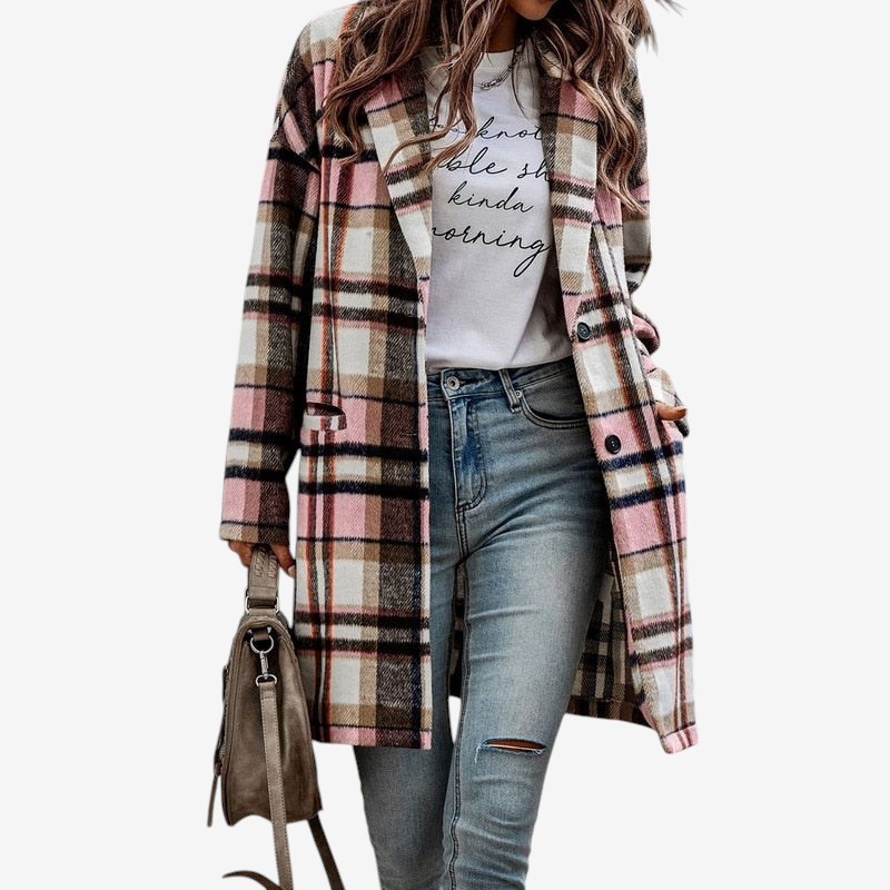 Veste à col plié pour femmes avec boutons