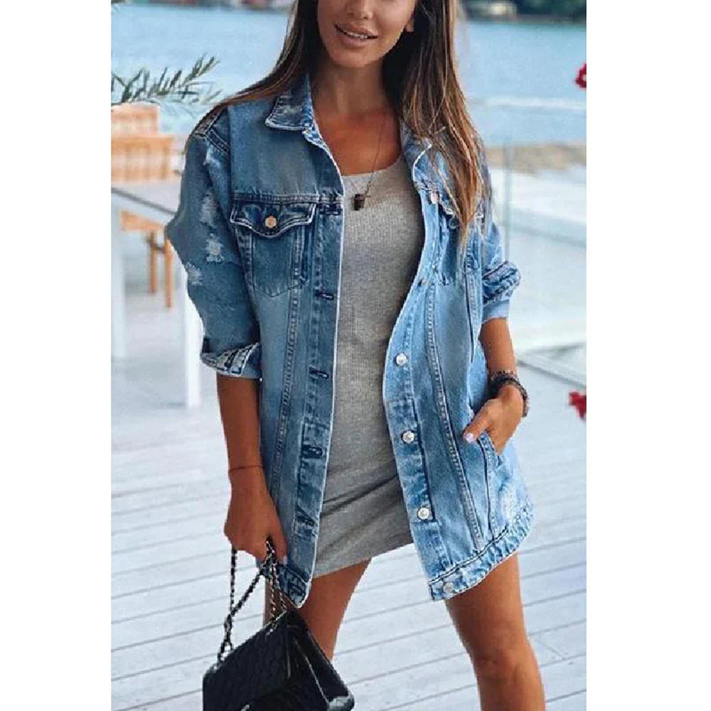 Dania – Oversized kabát s knoflíkovým zapínáním a náprsními kapsami pro pohodlný casual styl