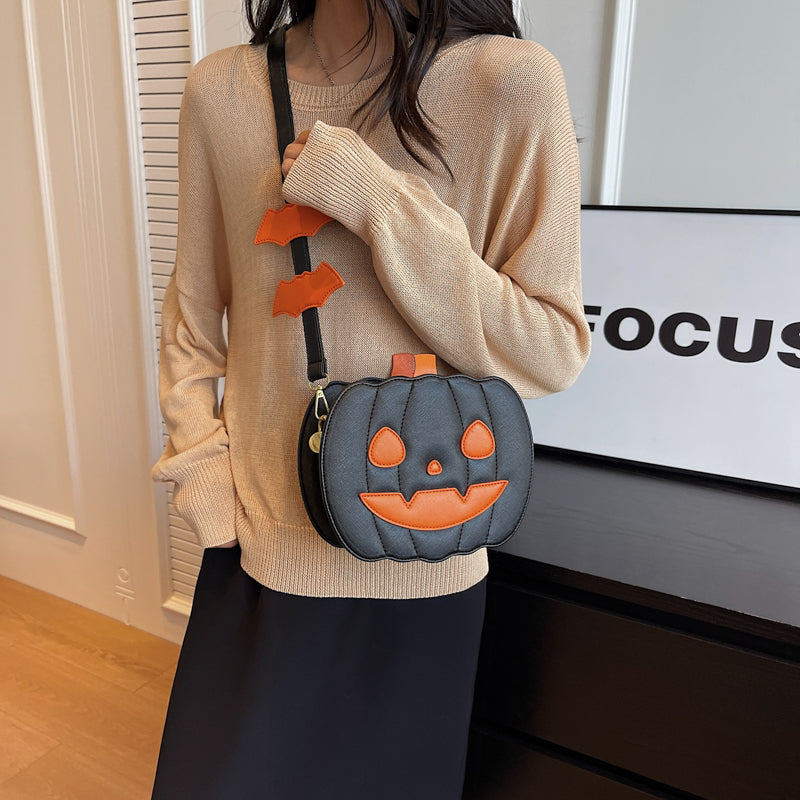 Luna - Bolsa em forma de abóbora com design de morcego