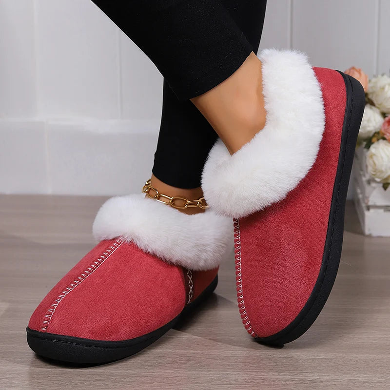 Frieda - Papuci eleganți din imitație de piele întoarsă cu talpă antiderapantă