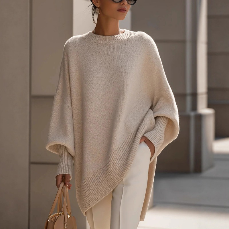 Maglione oversize da donna con maniche a pipistrello in maglia