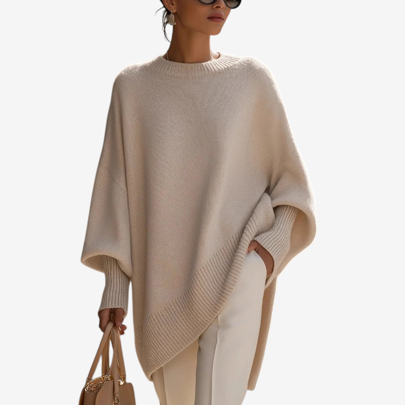 Maglione oversize da donna con maniche a pipistrello in maglia
