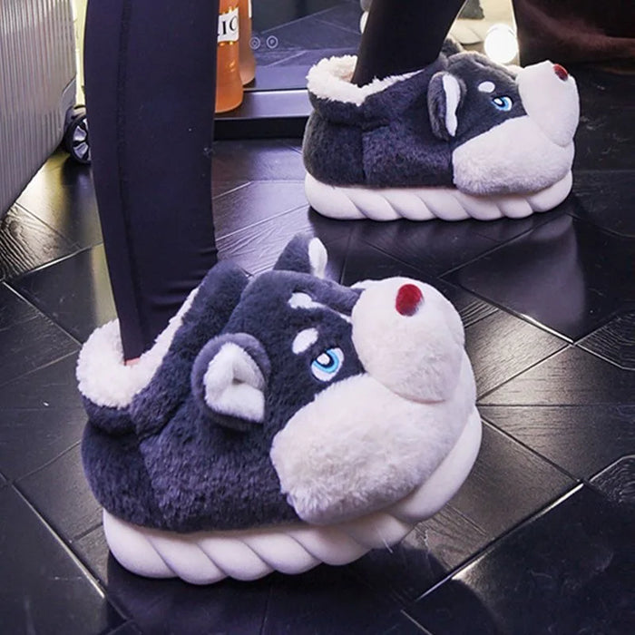 PawSnug – Gezellige huskypantoffels met schattig hondengezichtje en zachte pasvorm