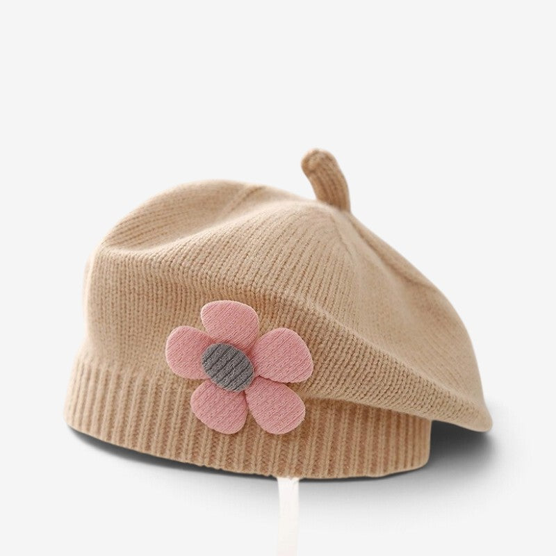 MiniFlora - Béret en tricot pour tout-petit avec motif floral