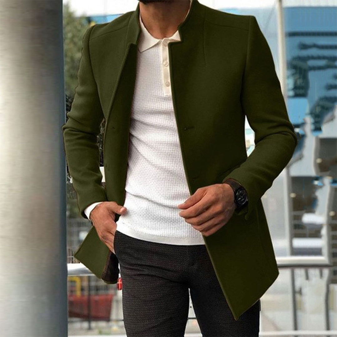 Noah - Moderní kabát bez límce s elegantním střihem a zapínáním na knoflíky